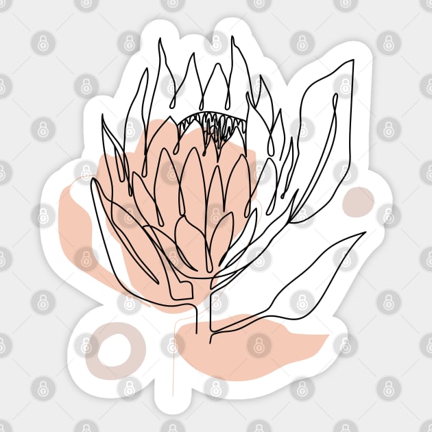 One line continuous protea flower and trendy shapes. Sticker by CoCoArt-Ua